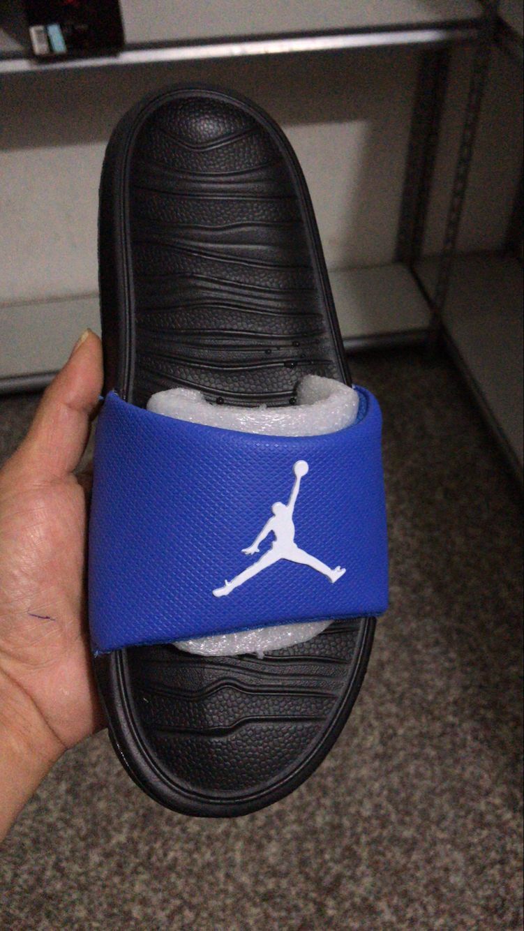 Jordan Break Silde Sandals Black Blue White - Click Image to Close